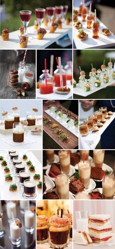 a collage of different desserts and drinks