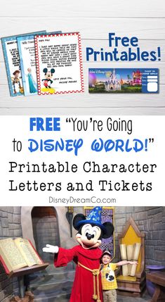 the free printable disney world character letters and tickets