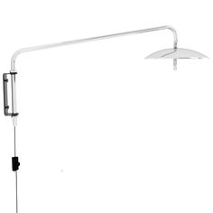 a white wall mounted lamp on top of a metal pole