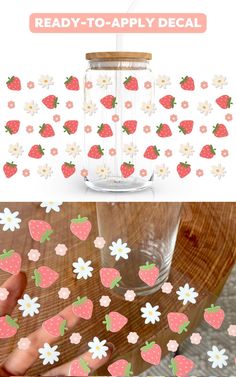 the strawberry stickers are being used to decorate their own wallpapers and make them look like they're ready - to - apply decals