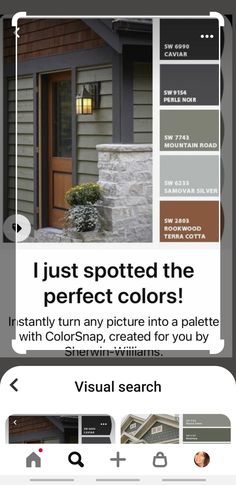 the color scheme for an exterior house is shown in this screenshote screen shot