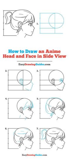 how to draw an anime head and face in side view step by step drawing guide