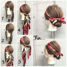 Head Scarf Bun, How To Tie A Hair Scarf, How To Tie Head Scarf Styles, Hairstyles With Scarf, Work Hair, Hair Scarf Styles, Hair Upstyles, Peinados Fáciles Para Cabello Corto, Work Hairstyles