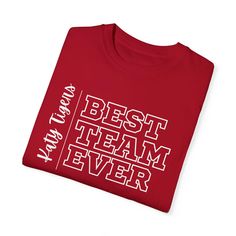 This Custom Best Team Ever T-shirt is the perfect way to show off your team spirit in style. Whether you're cheering on your favorite sports team or celebrating a group achievement, this personalized tee is a great addition to your wardrobe. The garment-dyed fabric ensures a soft color and texture, while the double-needle stitching and seamless design provide durability and comfort. This T-shirt is ideal for sports fans, team members, and group events, making it a versatile and eye-catching choice for any occasion or celebration. Product features - Custom team or school name on shirt - Available in sizes S to 4XL for the perfect fit - Double-needle stitching for durability - Garment-dyed fabric for softness - Made with 100% US cotton for comfort Care instructions - Machine wash: cold (max Best Team Ever, Group Events, Team Members, Team T Shirts, Team Gifts, Team Apparel, Dyed Fabric, Team Spirit, Soft Colors