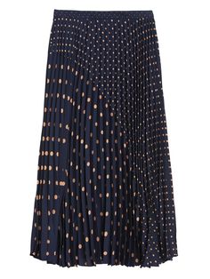 Polka Dot Pleated Midi Skirt | Banana Republic