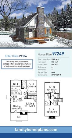 the floor plan for a small cabin home