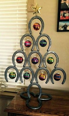 a christmas tree made out of metal circles