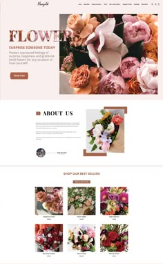 the flower shop website is displayed in this image