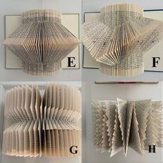 four different types of folded books are shown