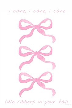 pink ribbons with the words i care, care and care on them in white background