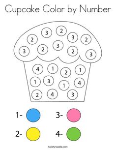 the cupcake color by number worksheet for kids to learn numbers and colors