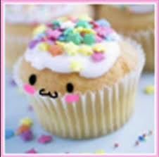 there is a cupcake with sprinkles and a mustache on it's face