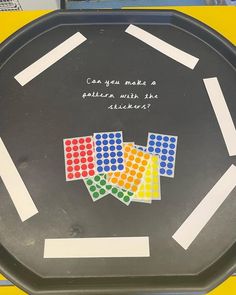 a black tray with stickers on it that says can you make a problem math?