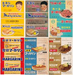 an advertisement for snow margarine with various types of desserts