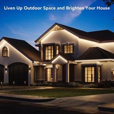 Gutter Lights Outdoor, Outdoor Lighting Under Eaves, Led Lights Outside House, Lights On House Exterior At Night, Exterior House Lighting Ideas Night, Outdoor Home Lighting Ideas, Permanent Outdoor Lights, Outdoor Lights On House, Govee Outdoor Permanent Lights