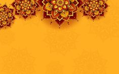 an orange background with red and yellow flowers on the bottom right hand corner, surrounded by intricate designs