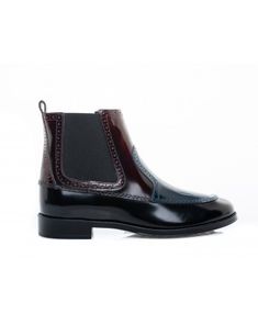 TOD'S - Leather Booties - Blue/Bordeaux/Black #TODS Leather Booties