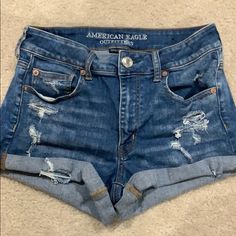 Never Worn! Size 8 Ripped Jean Shorts From American Eagle Dream Things, American Eagle Outfits, American Eagle Jean Shorts, Ripped Jean Shorts, Shorts American Eagle, Body Suit With Shorts, American Eagle Jeans, Body Suit, Ripped Jean