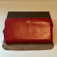 Leatherology Women’s Zippered Wallet Red Apple Nib ( Monogram Rt) Please See Pics For Condition Red Luxury Wallet For Everyday Use, Luxury Tan Wallets For Gift, Luxury Tan Wallet As Gift, Red Designer Wallets For Daily Use, Designer Red Wallet For Daily Use, Luxury Red Clutch Wallet, Classic Red Travel Wallet, Classic Tan Travel Wallet, Elegant Red Wallet With Rfid Blocking