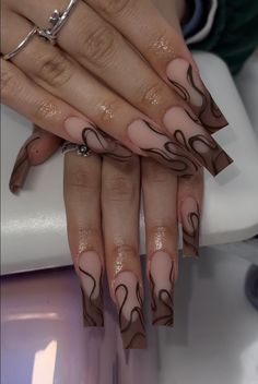 Brown Acrylic Nails, Unghie Sfumate, Acrylic Nails Coffin Short