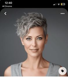 Gray Pixie, Hairstyles Layered, Short Wavy Haircuts, Funky Hair, Haircut Medium, Curly Pixie Haircuts, Grey Curly Hair