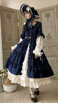 Open Front Dress, Gaun Abad Pertengahan, Dress Designs For Girls, Op Dress, Lolita Outfits, Classic Lolita, Old Fashion Dresses, Japanese Street Fashion, Mori Girl