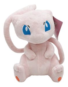 a pink stuffed animal with blue eyes