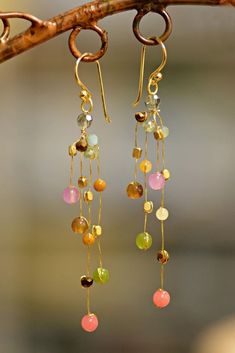 Northern Thailand, Handmade Wire Jewelry, Beaded Hoop Earrings, Chain Earrings, In The Mountains