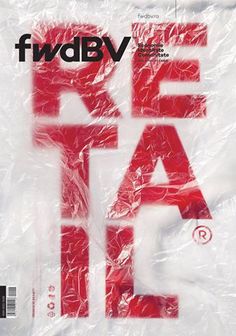 the cover to fwdbv magazine, featuring red and white letters on plastic