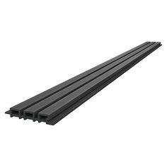 black plastic slats are stacked on top of each other