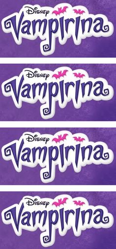 three purple and white stickers with the words'vampire'in different font styles