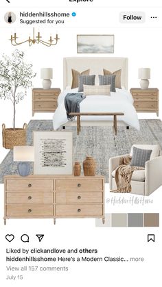 an image of a bedroom with furniture and decor on the bottom right hand corner,