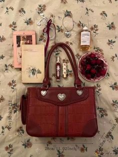 Bird in Bag - Exquisite Womens Vintage Handbag: 2023 Fashionable Niche Design, Spacious Capacity, Retro Small Square Shape 00s Mode, Y2k Aesthetic Fashion, Cherry Season, Inside My Bag, Handbag Essentials, Aesthetic Moodboard, What In My Bag, Heart Women, Maroon Red