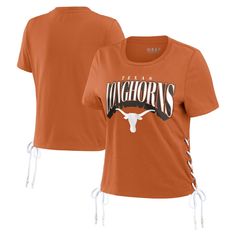 The Women's WEAR by Erin Andrews Texas Orange Texas Longhorns Side Lace-Up Modest Crop T-shirt is the perfect way to show your support for the Texas Longhorns. This cropped tee features a crew neck, screen-printed graphics, and side lace-up detailing, making it both stylish and comfortable. Made from 100% cotton, this shirt is perfect for game day or any day you want to show your Longhorns pride. Brand: WEAR by Erin Andrews Material: 100% Cotton Screen print graphics Short sleeve Machine wash, t Modest Crop Top, Erin Andrews, Orange Texas, Team Gear, Crop T Shirt, Texas Longhorns, Women's Wear, Cropped Tee, Crop Tshirt