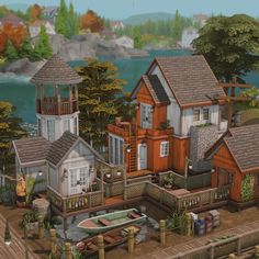 Sims 4 Town, Cottagecore Sims 4, Brindleton Bay, Sims 4 Cottage, 4 Town, Sims Builds, Build Inspiration, City Layout, Sims Ideas