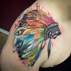 Chippewa Indians Tattoos, Headdress Tattoo Female, Native Indian Tattoos, Utah Tattoo, Indian Tattoos, Layton Utah, Wiccan Tattoos