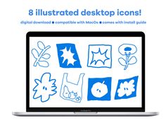 Mac Icons, Folder Icons For Mac, Desktop Folder Icons, Desktop Icons, Folder Icon, Riso Print, Custom Icons, Lovely Print, Cute Illustration