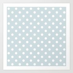 a blue and white polka dot pattern art print