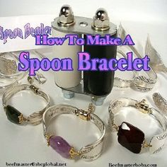 an assortment of bracelets and rings with the words how to make a spoon bracelet