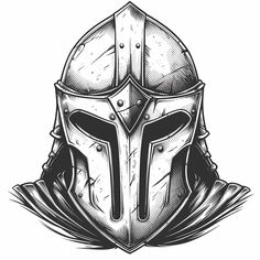 a drawing of a knight's helmet