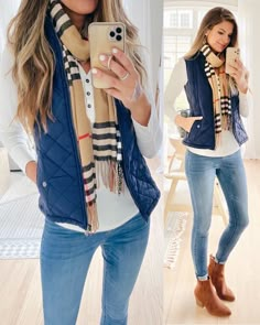 Fall Outfits Women 30s, Simple Fall Outfits, Blue Vest, Outfits Fall, Trendy Fall, Autumn Outfit, Outfits Women