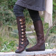 Category:Boots; Upper Materials:Faux Leather; Season:Spring   Fall,Winter; Heel Type:Flat Heel; Gender:Women's; Toe Shape:Round Toe; Type:Mid Calf Boots; Style:Elegant,Fashion,Casual,Vintage; Heel Height(inch):1-2; Outsole Materials:MD (Phylon); Occasion:Outdoor,Daily; Pattern:Cut-out; Listing Date:10/16/2023; 2024 Trends:Button Boots,Vintage Shoes,Plus Size,Motorcycle Boots; Heel Height:Flat Medieval Style Round Toe Boots For Fall, Steampunk Boots With Round Toe For Cosplay, Fall Cosplay Boots With Round Toe, Leather Boots With Rivets For Cosplay, Leather Medieval Boots For Cosplay, Medieval Leather Boots For Cosplay, Brown Leather Boots For Cosplay, Viking Style Leather Boots For Cosplay, Knee High Moccasins