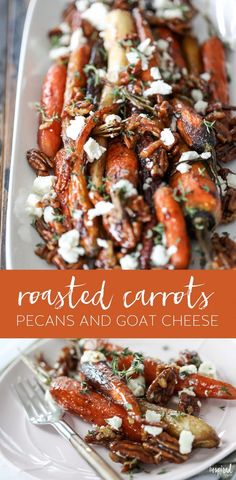 Roasted Carrots with Candied Pecans and Goat Cheese - fall Thanksgiving side dish recipes #recipe #fall #roasted #carrots #glazed #goatcheese #pecans via @inspiredbycharm Carrots Glazed, Thanksgiving Side Dish Recipes, Dessert Apple, Thanksgiving Side Dishes Easy, Thanksgiving Food Sides, Thanksgiving Side Dish, Decorações Com Comidas, Thanksgiving Recipes Side Dishes, Thanksgiving Dishes