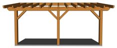 an image of a wooden gazebo with the roof extended and wood slats on top