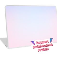 a laptop computer with the words support independent artists on it's side and an american flag sticker