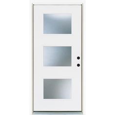 a white door with three glass panels