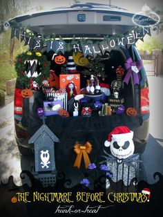 the back of a car decorated for halloween