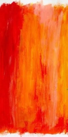 an orange and red painting on white paper