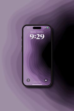 an iphone is shown with the time displayed on it's screen and purple background