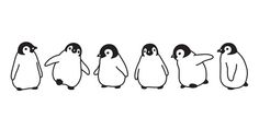 four penguins are lined up in a row